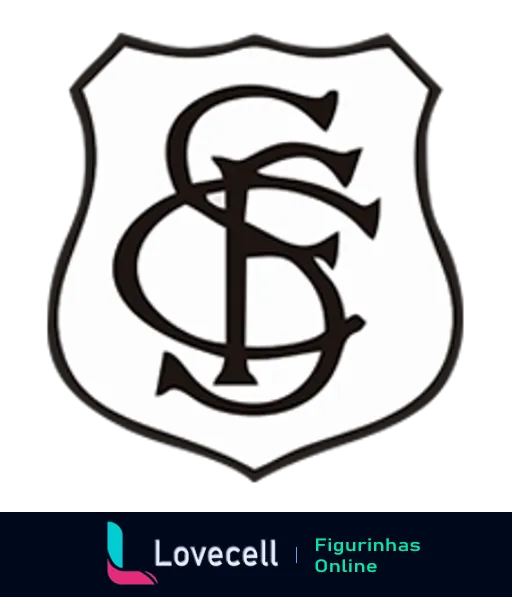 Escudo do Santos Futebol Clube com iniciais SFC entrelaçadas em preto sobre fundo branco