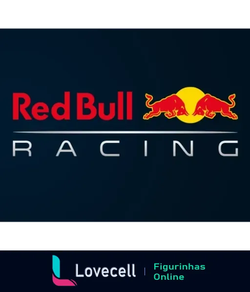 Logo da Red Bull Racing com dois touros vermelhos em confronto sobre fundo solar amarelo e plano de fundo azul com texto 'Red Bull Racing' em branco