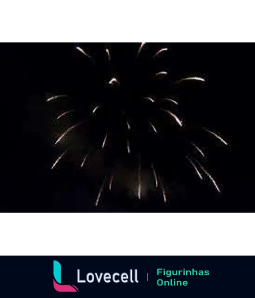 Figurinha mostrando explosão de fogos de artifício brilhantes em forma radial contra um céu noturno escuro, ideal para celebrações e eventos grandiosos