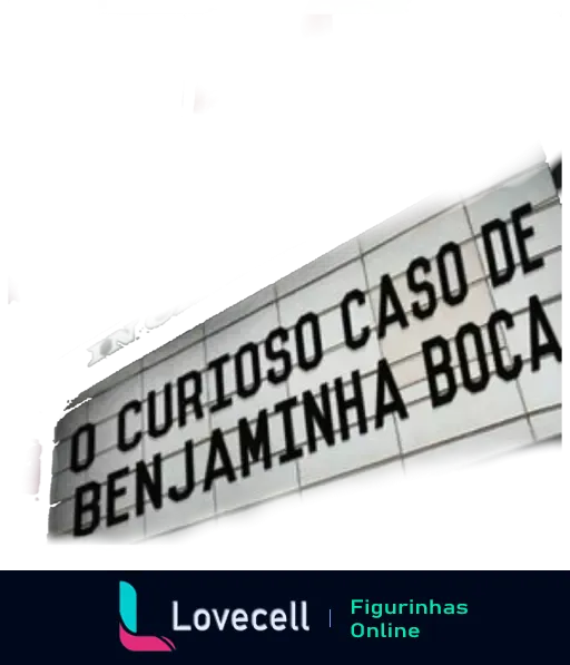 Marquise de cinema elegante anunciando a paródia 'O Curioso Caso de Benjamina Boca' com design moderno e luzes ao estilo típico de letreiro de cinema