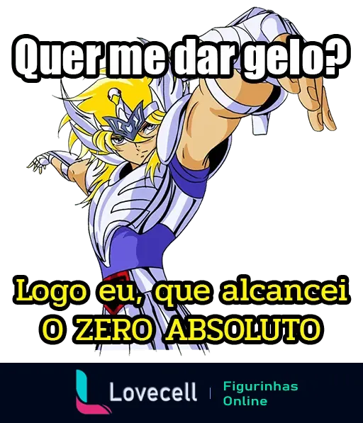 Cena do personagem animado com armadura de cavaleiro dizendo: Quer me dar gelo? Logo eu, que alcancei o Zero Absoluto.