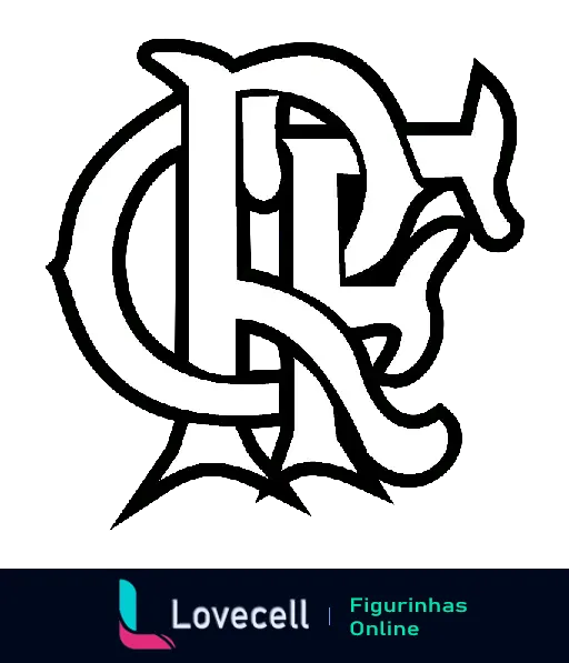 Logo clássico do Clube de Regatas do Flamengo (CRF) em branco e preto, icônico e tradicional símbolo do time de futebol.