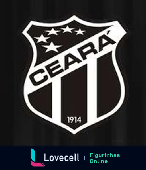 Escudo do Ceará Sporting Club em preto e branco com três estrelas na parte superior, representando o time de futebol fundado em 1914