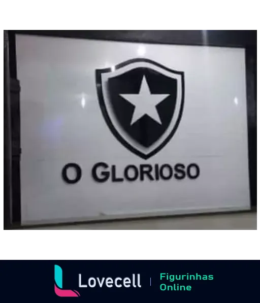 Escudo do Botafogo em preto e branco com estrela no centro e texto 'O Glorioso' abaixo