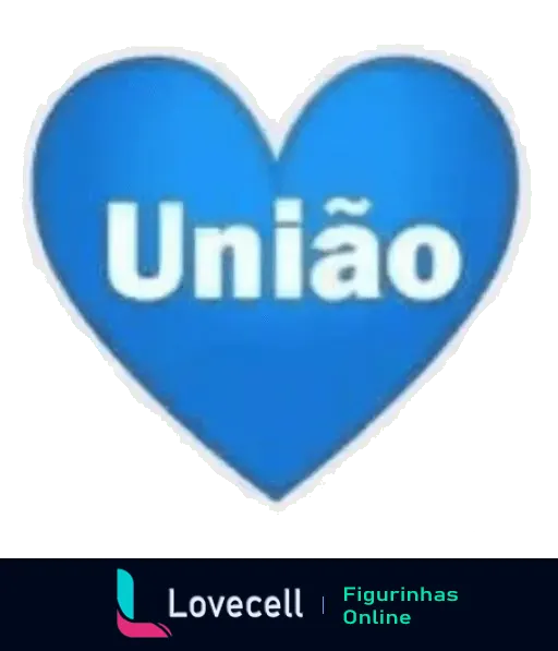 Imagem de um coração azul com a palavra 'União' no centro, representando união e celebração em aniversários.