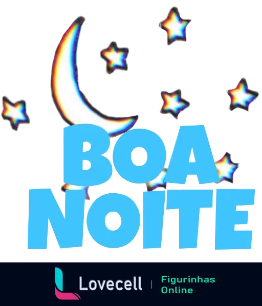 Sticker de 'Boa Noite' com lua crescente e estrelas brilhantes