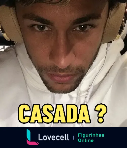 Imagem de um homem com fones de ouvido olhando para a câmera, com a expressão pensativa. Texto em destaque: 'CASADA ?'.