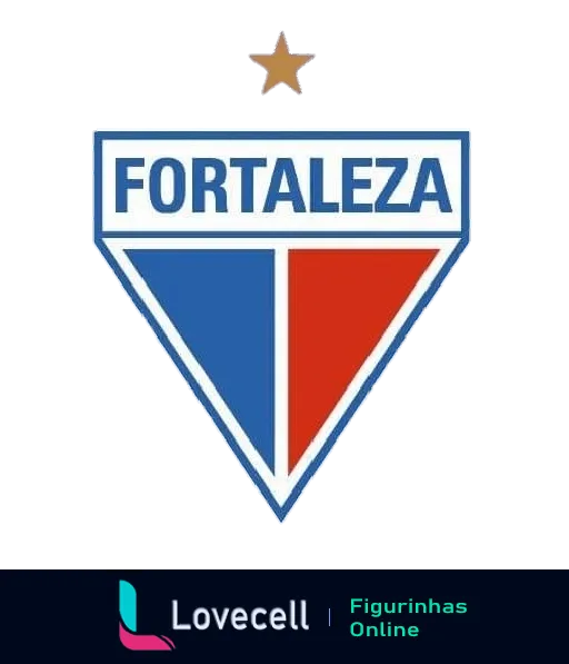 Escudo do Fortaleza Esporte Clube com triângulo dividido em azul, vermelho e branco e uma estrela dourada na parte superior