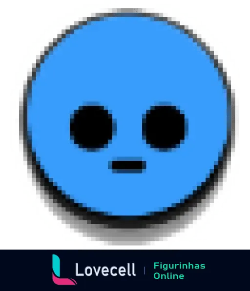 Emoji azul com expressão neutra e olhos pretos grandes, inspirado no personagem de Brawl Stars. Ideal para transmitir neutralidade ou indiferença.