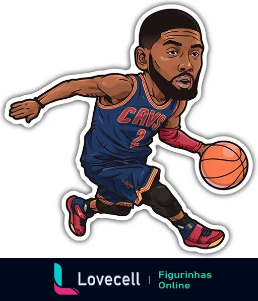 Figura animada da coleção Lebron James stickers mostrando um jogador de basquete do Cavs driblando a bola, usando a camisa número 2.