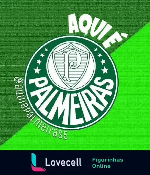 Logotipo do Palmeiras com texto 'Aqui é Palmeiras' em fundo verde. Ícone perfeito para mostrar apoio ao time no WhatsApp.