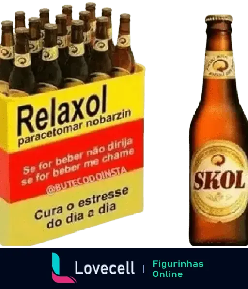 Figurinha engraçada de cerveja Skol, relaxol para curar o estresse do dia a dia. Ideal para sextar e iniciar o final de semana.