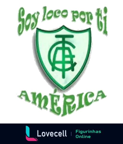 Escudo do América MG com fundo texturizado e lema 'Soy loco por ti América' em verde vibrante expressando paixão pelo clube de futebol