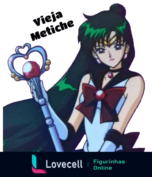 Imagem da Sailor Pluto, personagem do anime Sailor Moon, segurando um cajado com um coração e a frase 'Yeah Hentai' escrita no fundo.