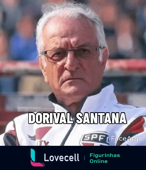 Dorival Santana vestindo uniforme esportivo branco e vermelho observando atentamente em um estádio