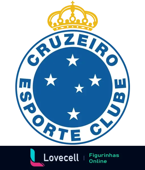 Logo do Cruzeiro Esporte Clube em fundo branco, com coroa dourada e estrelas do Cruzeiro do Sul em azul