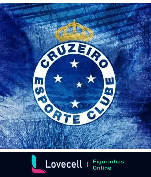 Emblema do Cruzeiro Esporte Clube com coroa real e cinco estrelas sobre fundo azul celeste