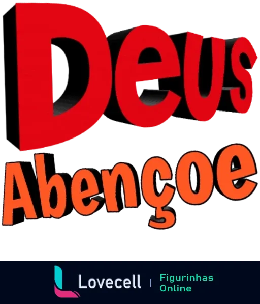 Figurinha com as palavras 'Deus Abençoe' em fonte grande, onde 'D' e 'A' estão em vermelho e o restante em preto, estilo moderno, ideal para enviar bênçãos