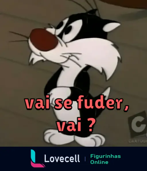 Gif animado com Silvestre bravo dizendo 'vai se fuder, vai?'