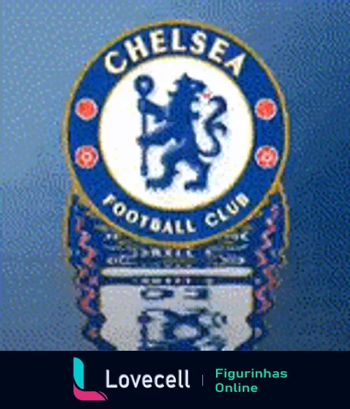 Animação do logo do Chelsea Football Club com leão segurando bastão, texto ao redor e efeitos dinâmicos e coloridos