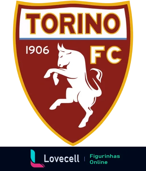 Escudo do Torino FC 1906, clube tradicional do futebol italiano, com um touro branco rampante sobre fundo granada.