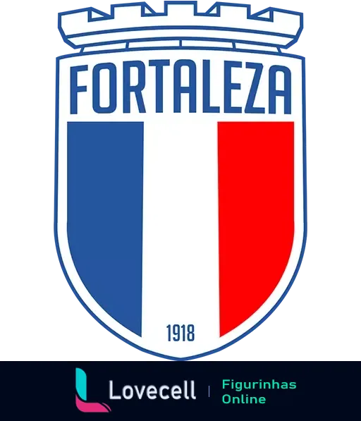 Escudo do Fortaleza Esporte Clube em azul, vermelho e branco, com uma torre e o ano de fundação 1918