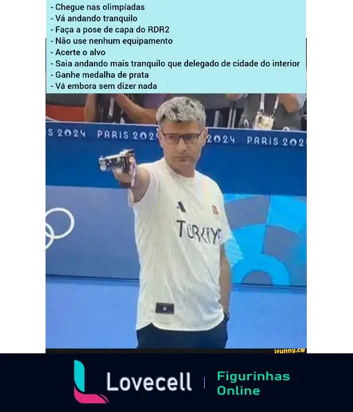 Meme com dicas humorísticas para chegar nas olimpíadas. Texto inclui instruções como 'Vá andando tranquilo' e 'Ganhe medalha de prata'.