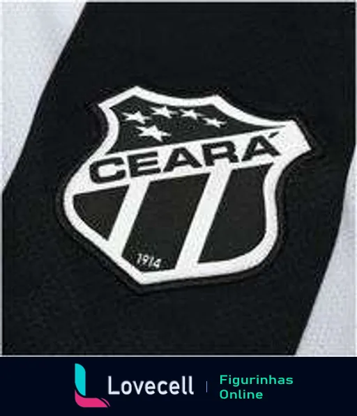 Escudo do Ceará Sporting Club em preto e branco, com o nome 'Ceará', três estrelas e a data '1914' representando o ano de fundação do clube