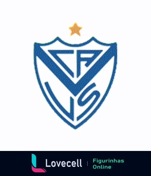 Animação do logo do Vélez Sarsfield pulsando com letras 'V', 'S' e 'F' interligadas e uma estrela dourada em fundo branco