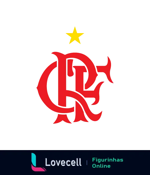 Emblema do Flamengo, com monograma CRF em vermelho e uma estrela amarela acima.