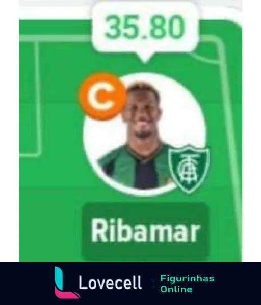 Figurinha do WhatsApp do jogador Ribamar como capitão do Atlético Goianiense com pontuação de 35.80 no Cartola FC