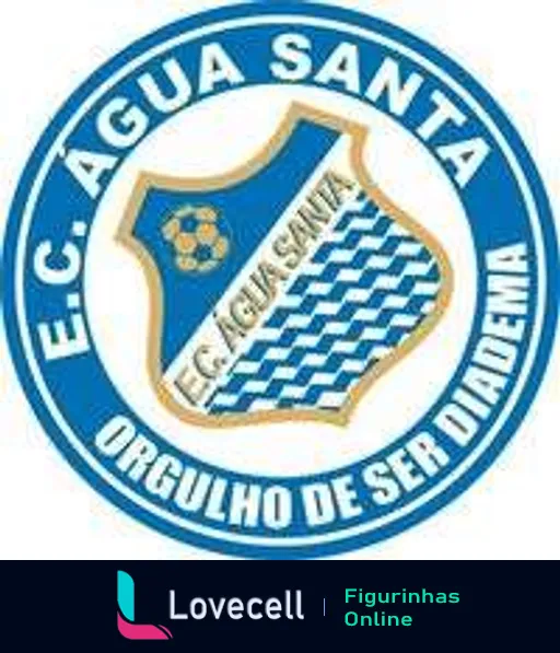 Escudo do Esporte Clube Água Santa em azul e branco com padrão de ondas e a frase 'Orgulho de Ser Diadema'