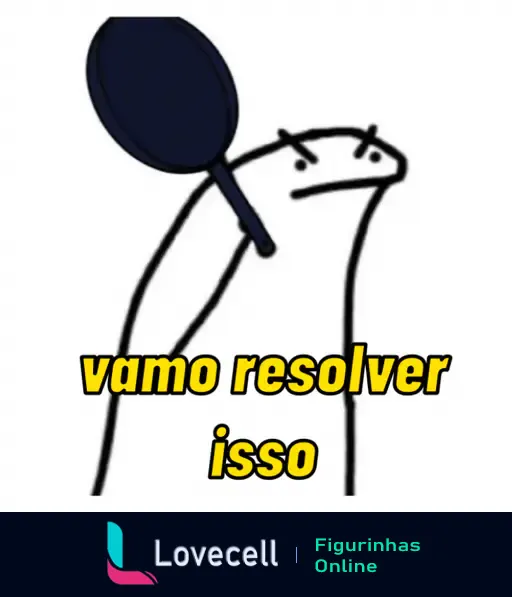 Figurinha de personagem bravo com uma frigideira: Vamo resolver isso