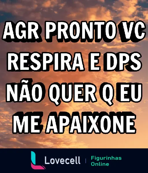 Figurinha com texto divertido: 'Agr pronto vc respira e dps não quer q eu me apaixone'. Perfeito para utilizar em conversas com o crush.