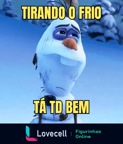 Boneco de neve descontraído em clima frio com texto engraçado