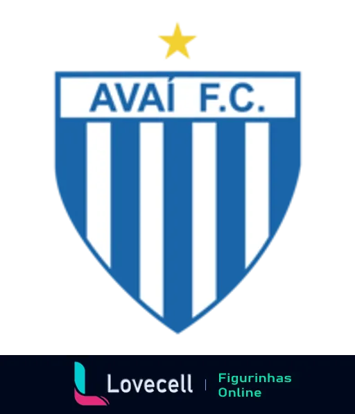 Escudo do Avaí Futebol Clube com listras verticais azuis e brancas e uma estrela dourada na parte superior