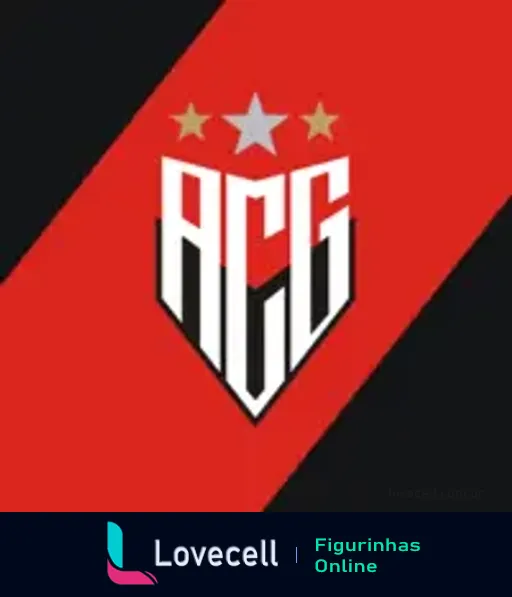 Escudo do Atlético Clube Goianiense com fundo preto, detalhes em vermelho e branco, três estrelas vermelhas e iniciais ACG