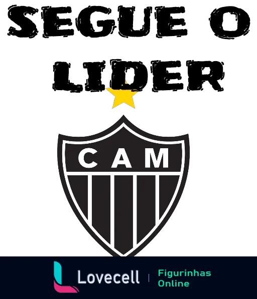 Escudo do Clube Atlético Mineiro em listras pretas e brancas, letras CAM no centro e estrela dourada superior