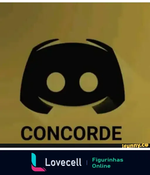 Logo estilizado que combina o símbolo do Discord com a palavra 'CONCORDE' embaixo, em um fundo amarelo. Tags: meme, memes, concorde.