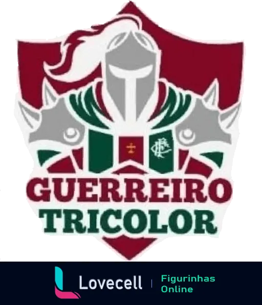 Emblema Guerreiro Tricolor do Fluminense, com escudo, cruz e espadas cruzadas nas cores vermelho, verde e branco